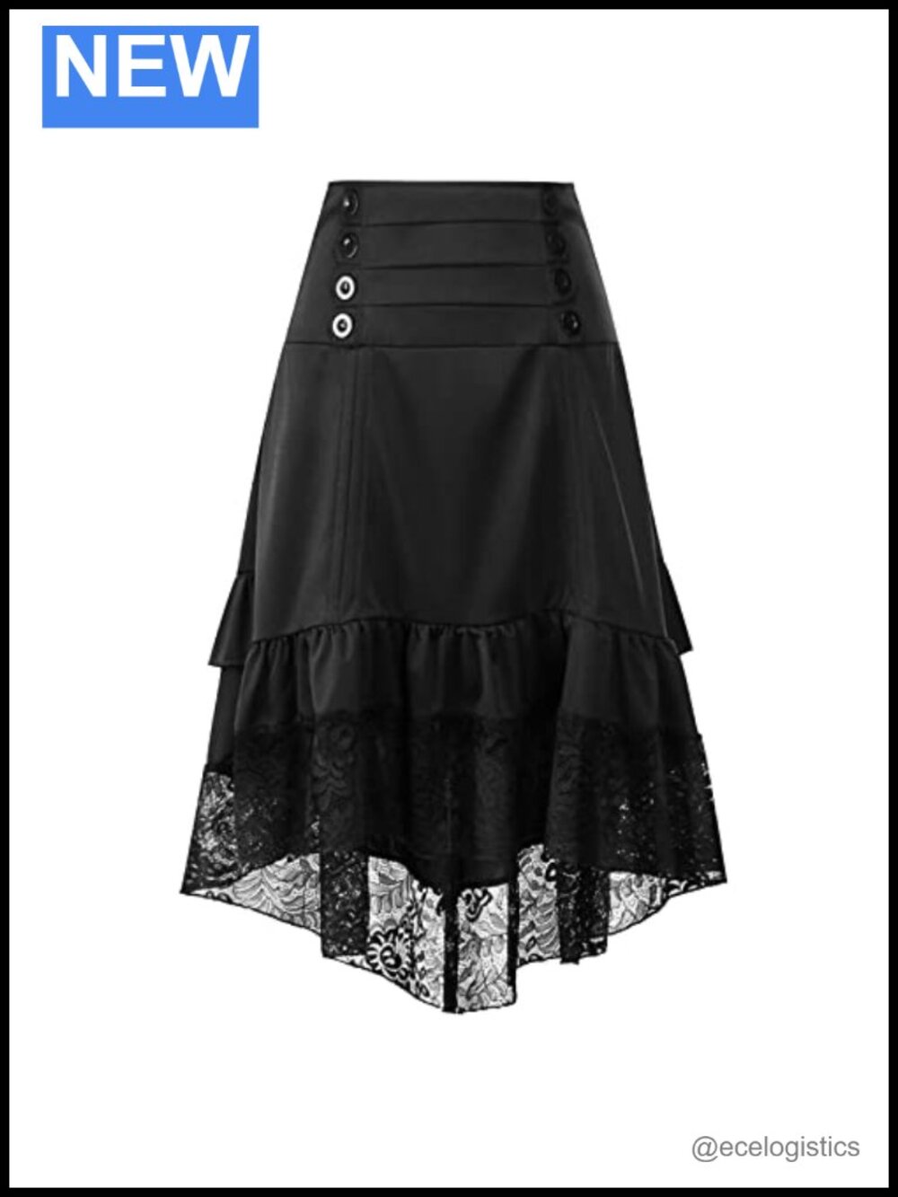 Victorian Gothic High Low Skirt Steampunk Pirate Ruffles Lace Viking Costume